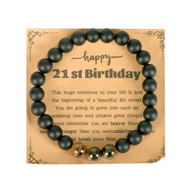 21st Birthday Gifts Bracelet for Him - Inspirational Beaded Bracelets for Men, 21 Year Old Male Son, Boy