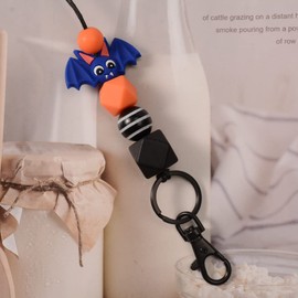 Lantintop Lanyards for Id Badges Silicone Bat Lanyards Key Chain Holder for Women （Dark Blue Bat）