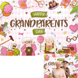 Happy Grandparents Day Backdrop Grandparent's Day Party Photography Background Best National Grandparents Decoration Banner Supplies (7x5FT)