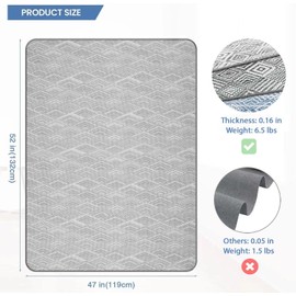 RccugmatS Chair Mat for Hardwood & Tile Floor, 47" x 52" Heavy Duty Office Chair Mat for Rolling Chairs Easy Glide, Anti Slip, Non-Curve, Floor Protector for Home Office, Diamond Gray