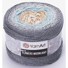 YarnArt Flowers Moonlight Glitter Cotton Yarn Weight 260g Length 900m Sports Yarn Rainbow Crochet Metallic Lurex Hand Knitting Shiny Multicolor Cotton Rainbow Crochet (3268)