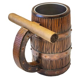 Lotus Wood Barrel Mug Design With Single Cigar Rest - LMUG1