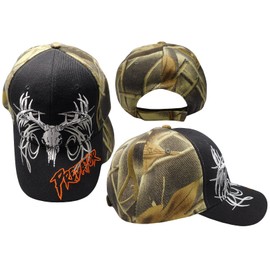Trade Winds Deer Skull Hunter Predator Horns Camouflage Black Front Embroidered Cap Hat