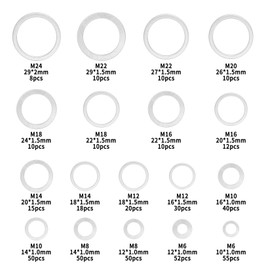 460 Pcs Metal Washers for Screws, Flat Washers Assorted Washers for Bolts, Aluminium Washers, Oil Drain Pipes Washer Gaskets for Repair Car Hydraulic, M6 M8 M10 M12 M14 M16 M18 M20 M22 M24 Washers