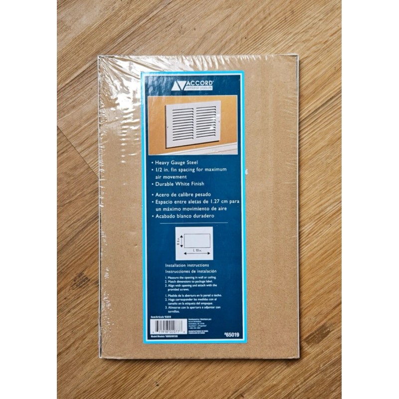 Accord Ventilation Return Air Grille with Screws 10" x 6"
