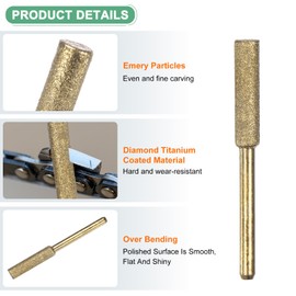 M METERXITY 16-Pack 3/16 Inch Titanium Plated Diamond Chainsaw Sharpener, High Hardness Grinding Stone Chainsaw Sharpening Kit for Electric Chainsaw Sharpener/Stone Carvings [3mm Gold]