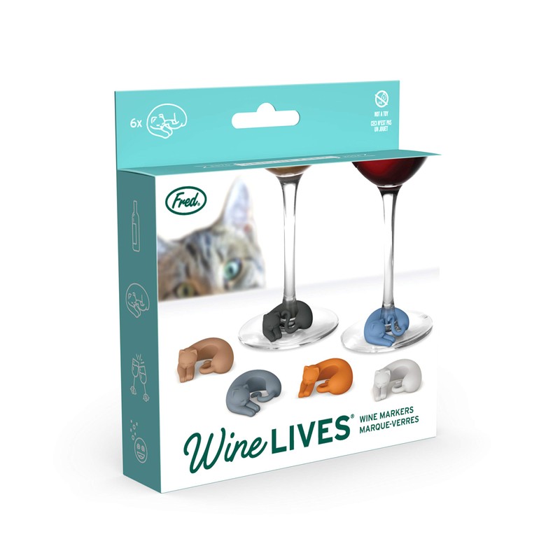 Genuine Fred Wine Lives Kitty Drink Markers, Set of 6
