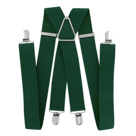 axy Braces for Men Wide 3.5 cm X-Shape with 4 Braces Clips Extra Strong Adjustable Length 35 mm, Green