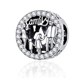 NINGAN Family Charm Pendant 925 Sterling Silver Charm Bead for Chamilia and European Bracelets and Necklaces, Silver