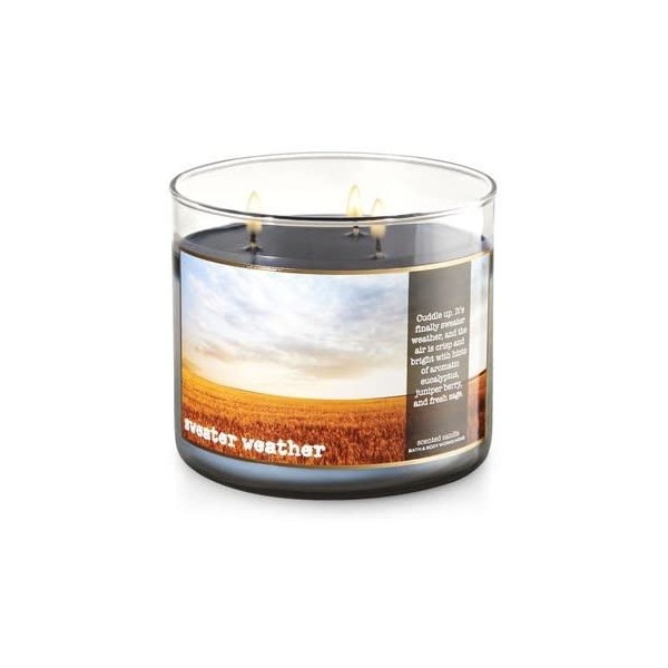 Bath & Body Works Home Sweater Weather Scented 3 Wick 14.5 Ounce Candle Limited Edition 2017 Fall