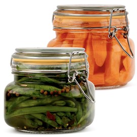 Galashield Glass Jars with Lids 16 oz Food Storage Jars with Airtight Lids Leak Proof Glass Canisters Kitchen Jars [Set of 2]