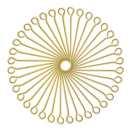 Toaob 200 Pieces 24 mm Golden Brass Chain Pins Rivet Pins with Eyelet for Earring Jewellery Making