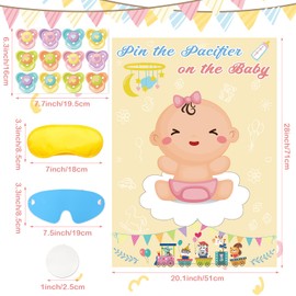 Hxezoc Baby Shower Game Pin The Pacifier On The Baby Game, Large Girl Baby Poster Games for Girl Kids Baby Shower Party Birthday Party Supplies - 72 Pacifier Stickers