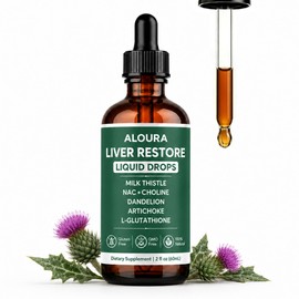 Liver Restore Drops, Complete Liver Support to Restore Energy and Vitality, Liquid Supplement with L-Glutathione, Milk Thistle, Dandelion Root & Choline, 2 Fl Oz