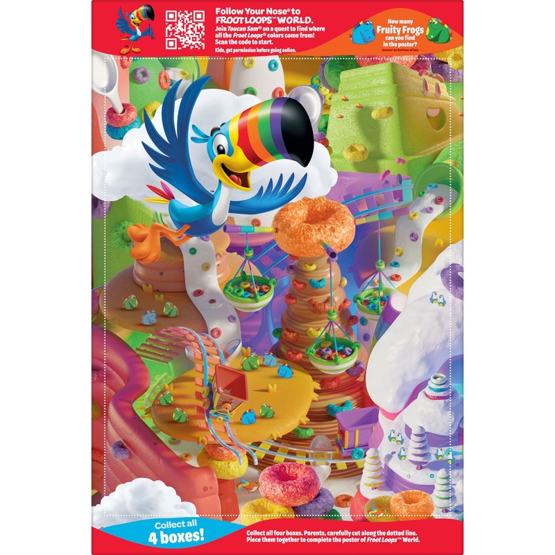 Kellogg's Froot Loops Cold Breakfast Cereal, Fruit Flavored, Breakfast Snacks
