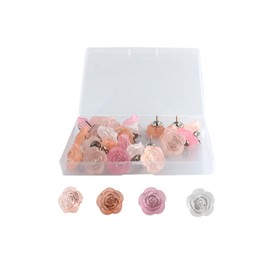 Lilaly 30 Pcs Flower Push Pins Rose Cute Push pins Decorative Push Pins Cork Board Accessories, Pink and Yellow