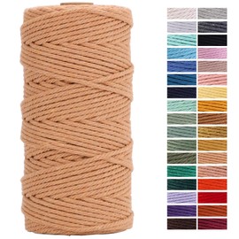 Coffee Macrame Cord 3mm x 109Yards,Colored Cotton Rope Craft Cord Colorful Cotton Cord Twine for Wall Hanging Plant Hangers Crafts Knitting Decorative Projects