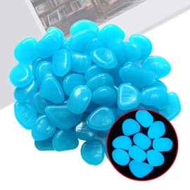 GELRHONR Glow in The Dark Stones, Luminous Cobblestones Colorful Glowing Pebbles for Fish Tanks,Garden Walkways Decoration,Plants Pot (Blue - 300 pcs)