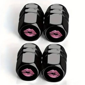 Tire Valve Stem Caps with Pink Lips 4pcs Tire Air Caps Cover - Aluminum Alloy Rust-Proof Universal Dust Covers for Car, SUV, Bike,Motorcycle Car Accessories,Car Wheels Protection Accessories