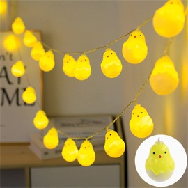 Easter Yellow Little Chicken String Lights 10 Ft 20 LED Cute Animal Chick Eggs Decoration Lights with Battery Operated Hanging Fairy Lights Ornament for Spring, Easter Decor (Eggshell/20FT/40LED)