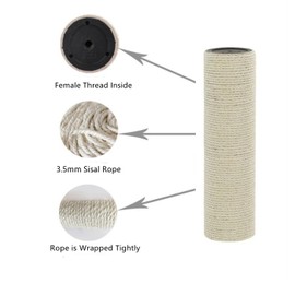 2-Pack Cat Tree Tower Replacement Parts Post 15.7" L,Ø 2.75" Pole with Self Groomer and Massager, DIY Cat Scratching Post