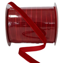 Abbaoww 50 Yards Red Velvet Ribbon 1/2 Inch Single Face Velvet Ribbon for Christmas Wreath Decoration Gift Wrapping DIY Project Bow Making (Red, 1/2 Inch)