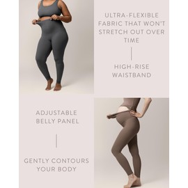 Kindred Bravely Grow with Me Ultra High-Waisted Over The Bump Maternity Pregnancy Leggings (Stormy Grey, Medium)