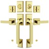 Moquin Double Front Door Lock Set, Polished Brass Square Front