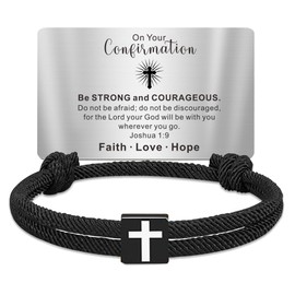 TAGOMEI Men Adjustable Braided Rope Cross Bracelet Christian Gifts for Men Confirmation Gifts for Men Teenage Boys Easter Baptism Valentines Birthday Gifts for Men Teens Son Grandson Nephew Brother