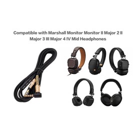 Replacement Audio Cable for Marshall headphones, Compatible with Monitor Monitor II Major 2 II Major 3 III Major 4 IV Mid Headphones 3.5mm Male Stereo Jack Cord, 4 Ft , Inline Mic/Remote Control