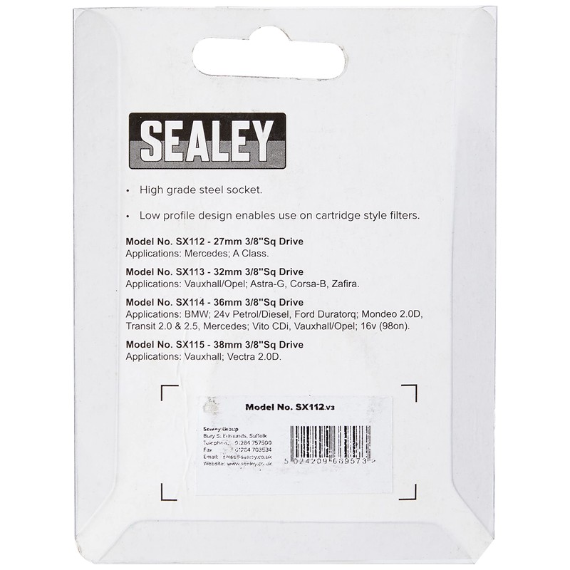 Sealey SX112 Low Profile Oil Filter Socket 3/8 Drive 27mm