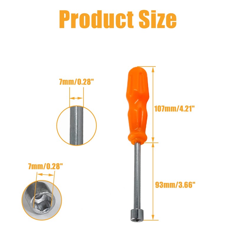 Biaungdo 7mm Socket Wrench Screwdriver, High-Carbon Steel Hexagon Nut Driver