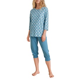 CALIDA Daylight Dreams Women's Short Pyjamas 100% Cotton, Niagara Blue