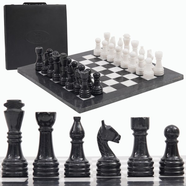 Radicaln Marble Chess Set with Storage Box 15 Inches Black
