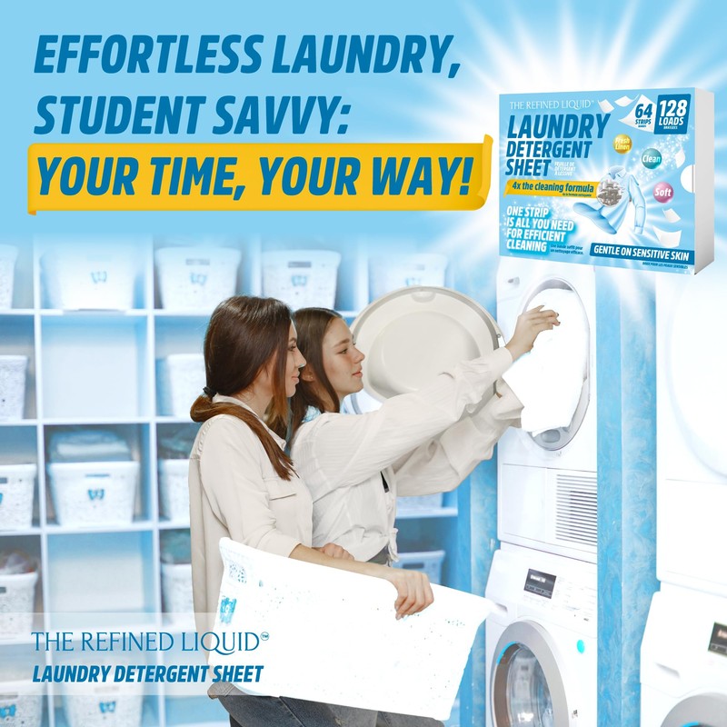 THE REFINED LIQUID LAUNDRY DETERGENT SHEETS -FRESH LINEN- 64 STRIPS-128