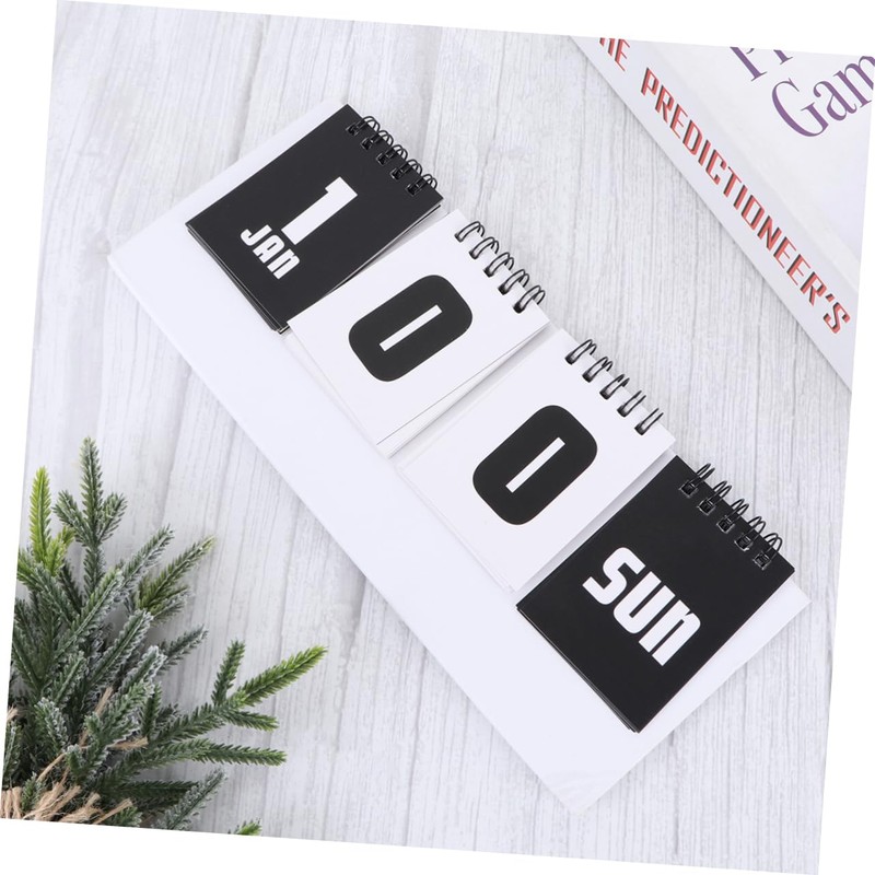 COHEALI 3pcs White Modern Desk Calendar Reversible Design Countdown Calendar