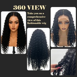 Synthetic Lace Front Wig 13x6 HD Lace Front Wig for Black Women 28inch Curly Hair Glueless Wig Pre-Plucked Wigs Beginner Friendly Natural Hairline Glueless Heat Resistant Lace Front Wig Long Curly Wig