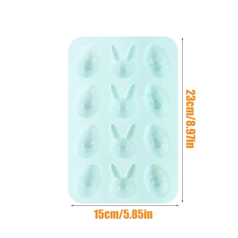 Easter Silicone Molds, 12 Cavity Bunny Egg Shape Fondant Chocolate