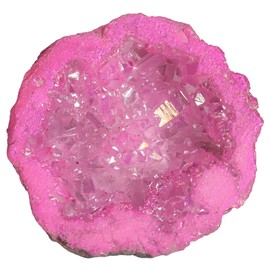 Nupuyai Titanium Coated Natural Rock Crystal Geode Druze Gemstone Rough Stone Crystal Cluster Quartz Geode Mineral Stone Specimen for Reiki Healing Stone House Feng Shui Decoration (10-35 g)