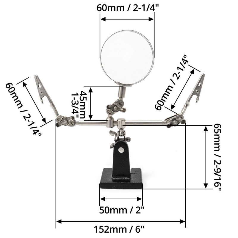 QWORK® Third Hand Magnifier with Clamps Adjustable 5x Magnification Designed