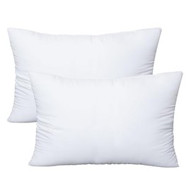 OKBA Throw Pillows Insert set of 2, with 100% Cotton Cover, Bed and Couch - Indoor hotel Decorative Pillows, 12x20 in White Pillows Inserts