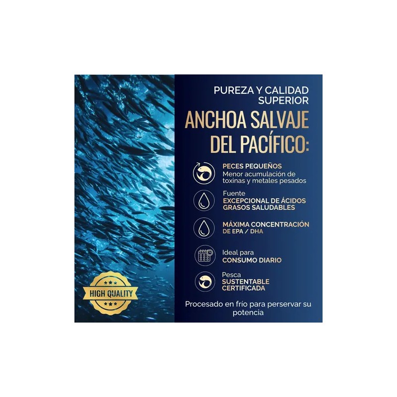 Omega 3 Diamond 2000mg Anchoa, EPA DHA Sin Eructos, Sabor