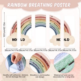 Janlaugh Large Calming Corner classroom Poster Rainbow Breathing Poster Breath Calm Anxiety Sensory Sticker Exercise for School Office Classroom Home Playroom Mindful Breathing Wall Decoration