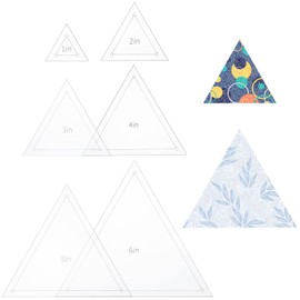 BENECREAT 6Pcs Free Motion Triangle Quilting Template Set, Acrylic Transparent Quilting Rulers for Machines Quilting DIY Designs On Shirts
