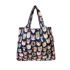 allydrew Foldable Tote Nylon Reusable Grocery Bag (Set of 2), Crazy Cats