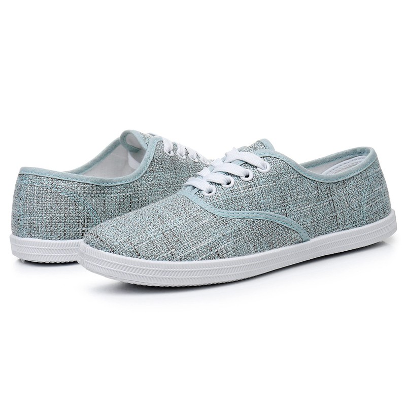 VenusCelia - Tenis con cordones para mujer, Lino Aqua, 24.5