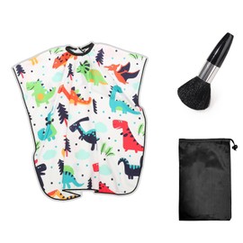 DHWEKU Hairdressing Cape for Children, Hair Cutting Cape with Adjustable Snap Closure, Hairdressing Accessories, Cartoon Dinosaur Hairdressing Cape, Hair Cutting Accessories, Barber Cape, with Neck