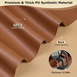 ANMINY Faux Leather Fabric 54" Wide Vinyl Upholstery Fabric by The Yard 0.7MM Thick Soft PU Leather Outdoor Vinyl Material for Marine Furniture DIY Sewings Crafts Boat Car, 2 Yards, Brown