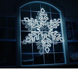 Novelty Lights 36" Deluxe Christmas Snowflake Bi-Color LED Rope Light Sculpture, Pure White/Blue