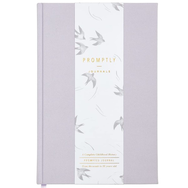 Promptly Journals, A Complete Childhood History: From Pregnancy to 18 Years Old (Lavender Purple, Linen) | Baby Book and Pregnancy Journal | Baby Memory Book